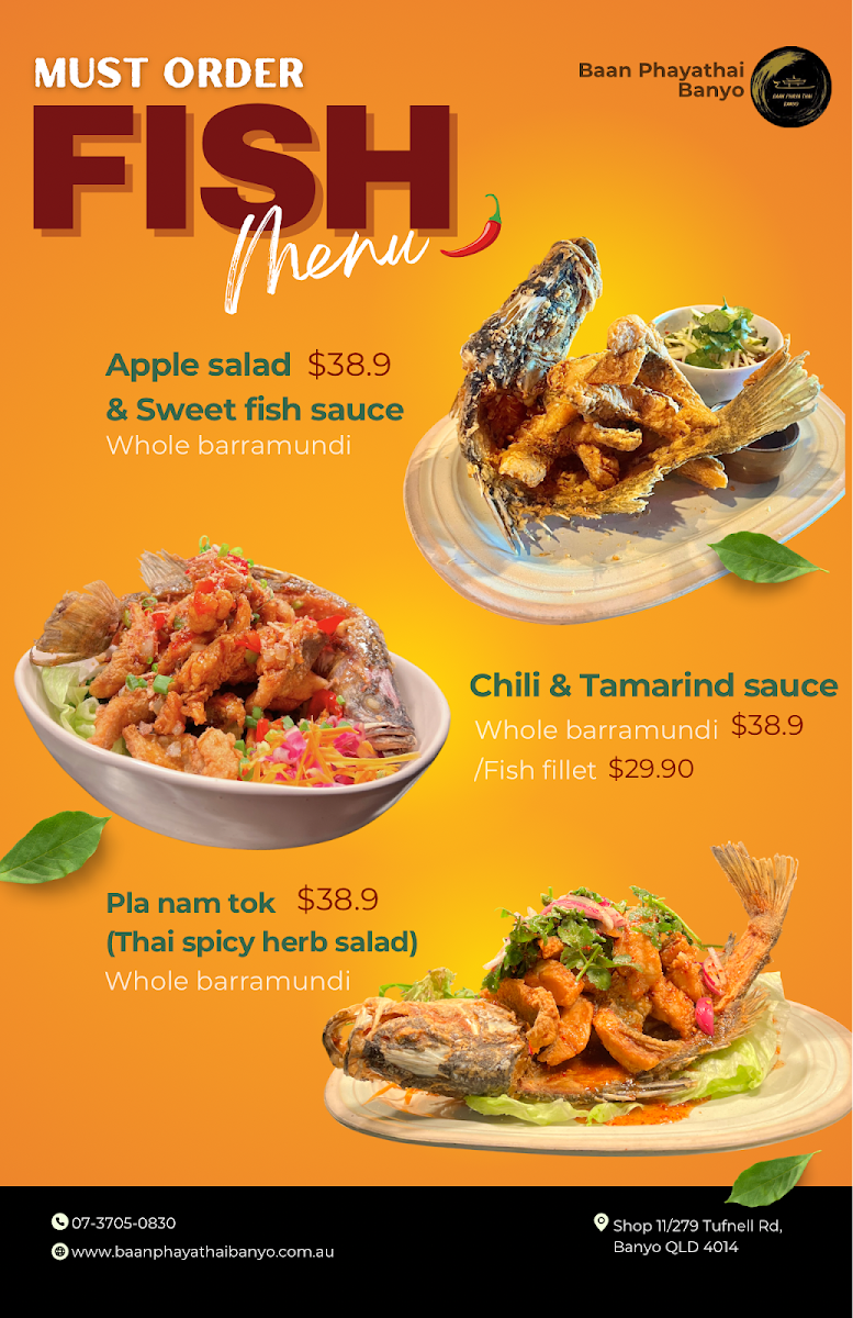 Menu, Baan Phaya Thai Banyo