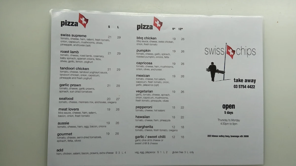 Menu, Swiss & Chips