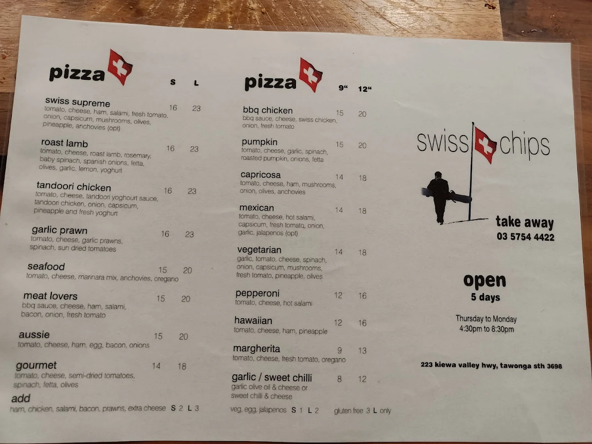Menu, Swiss & Chips