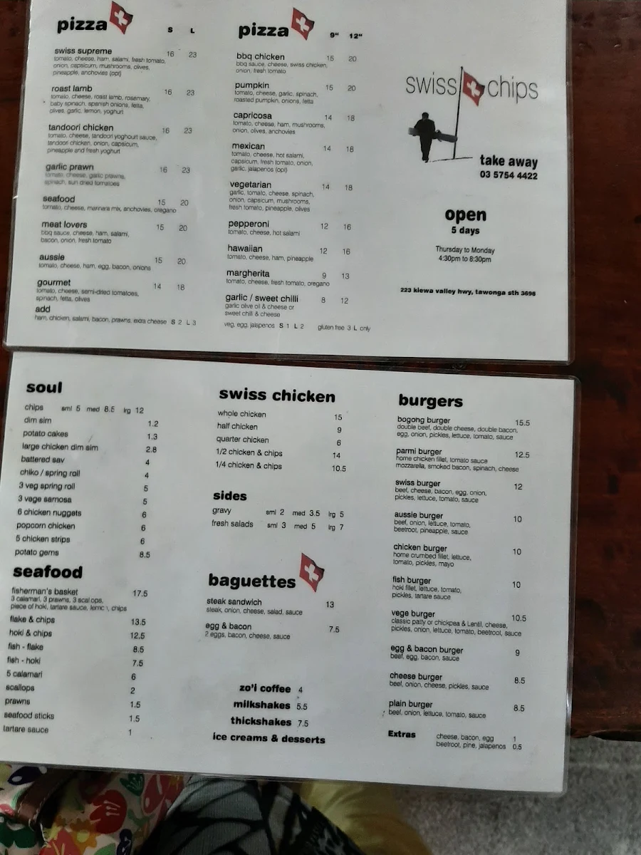 Menu, Swiss & Chips