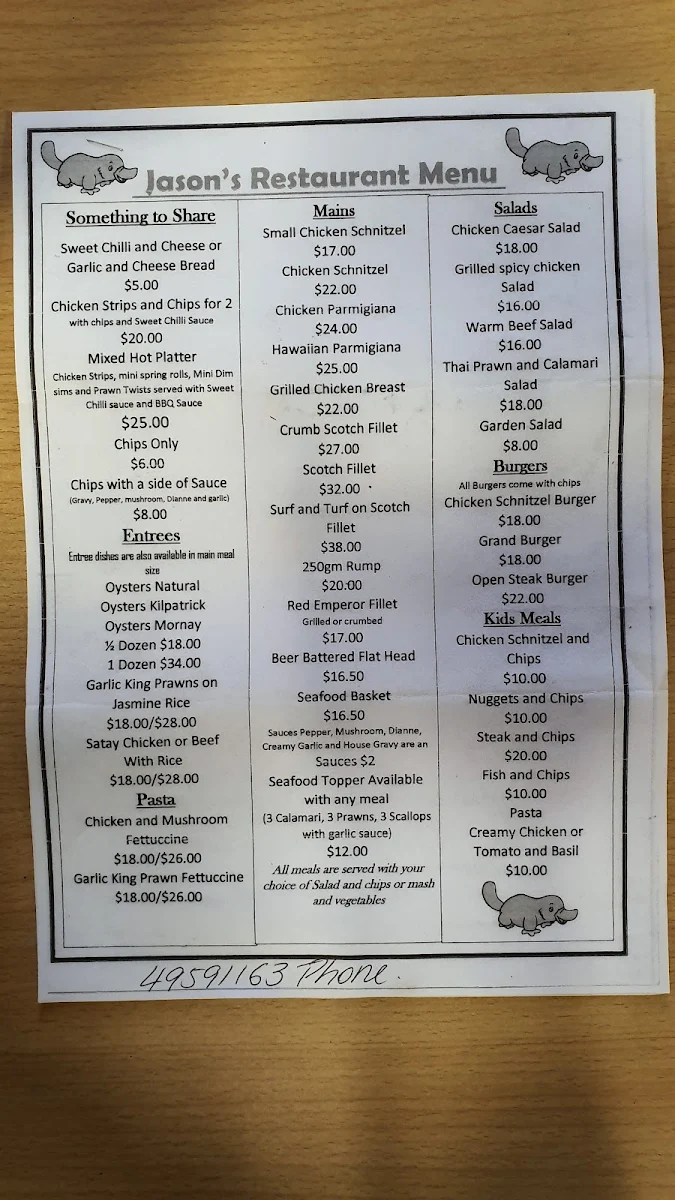 Menu, Mirani Hotel