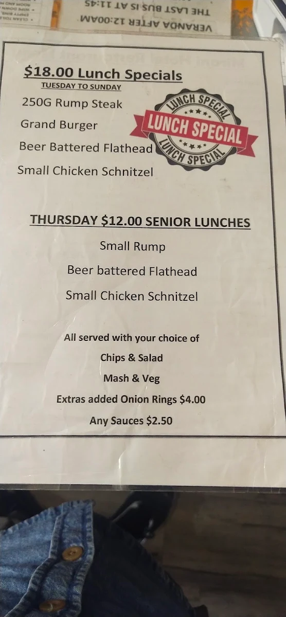 Menu, Mirani Hotel