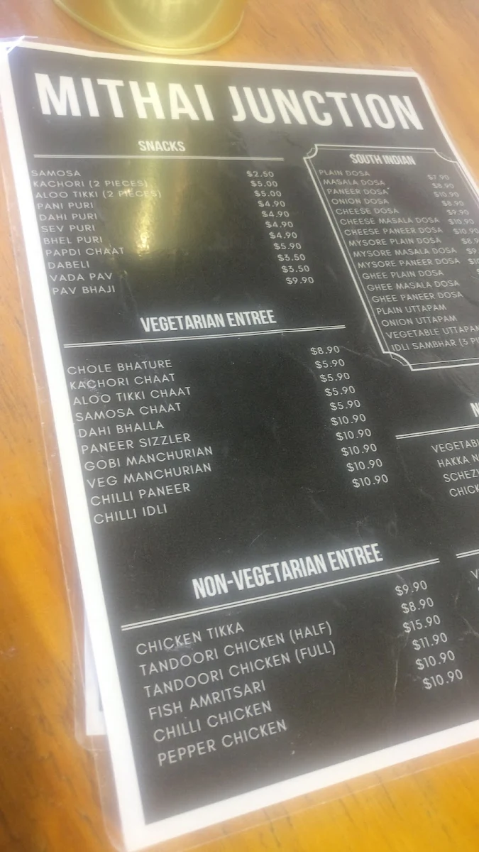 Menu, Mithai Junctiom Riverstone