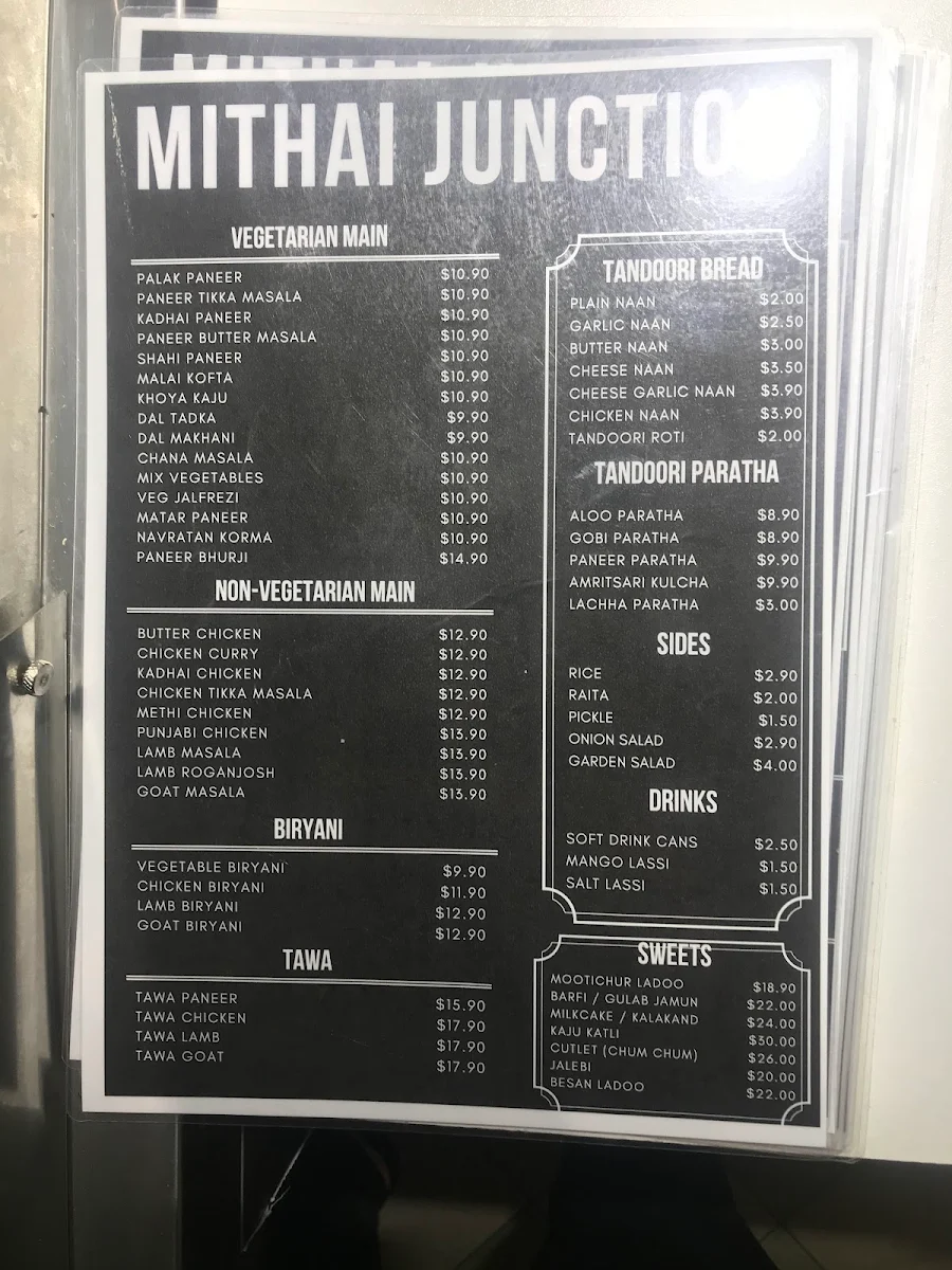 Menu, Mithai Junctiom Riverstone
