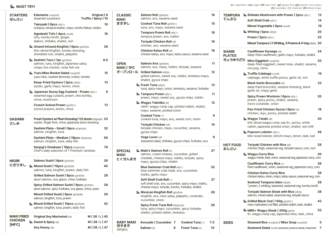Menu, Maki2093