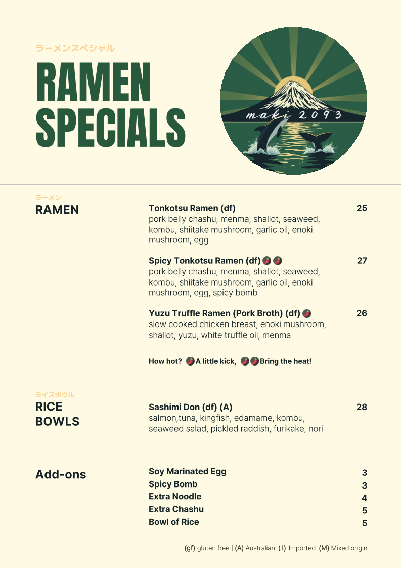 Menu, Maki2093