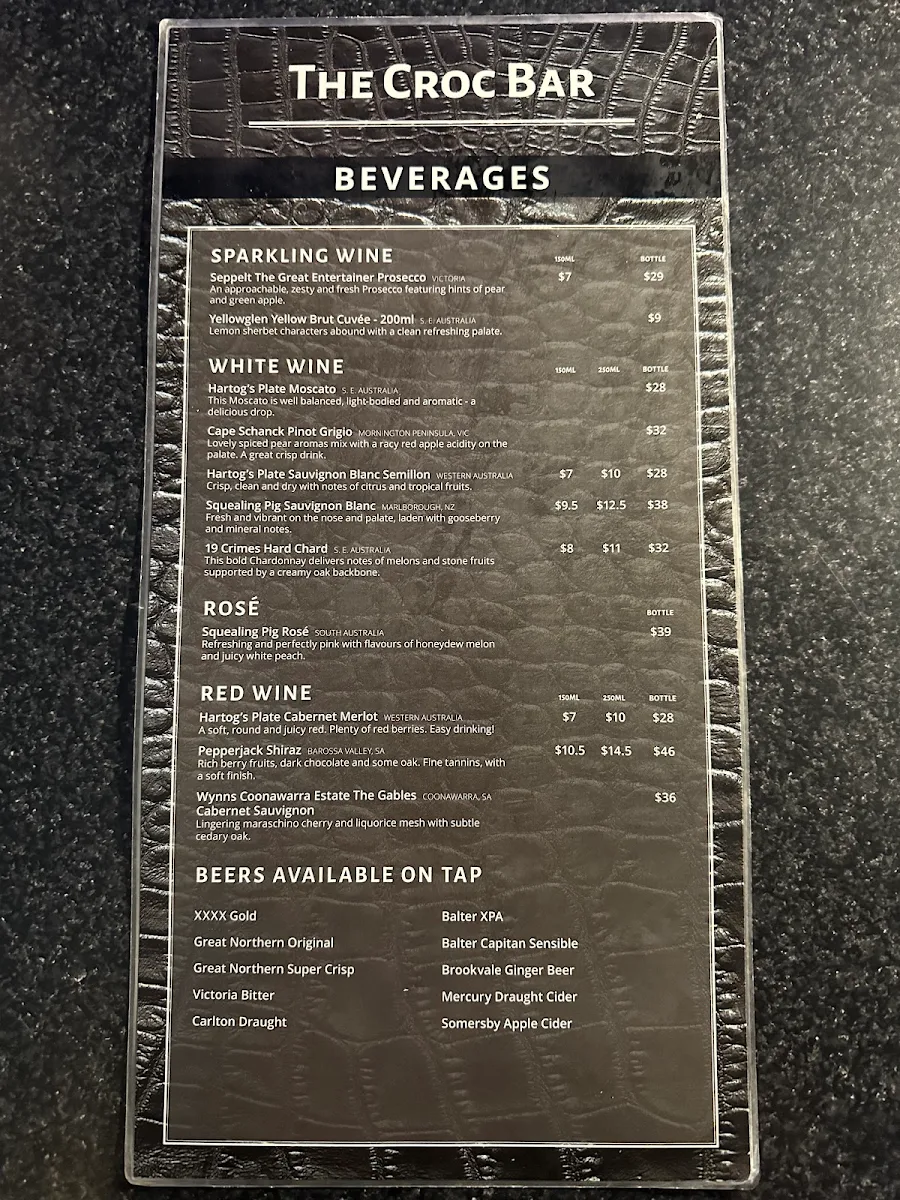 Menu, Grand Hotel Cairns