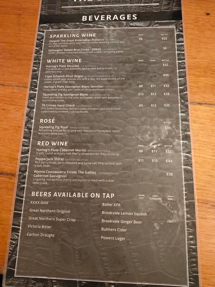 Menu, Grand Hotel Cairns