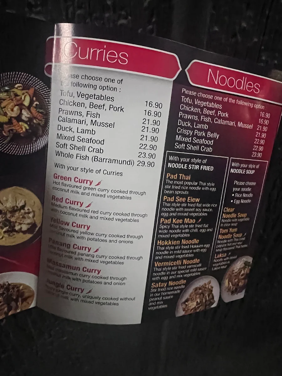 Menu, Thai Square