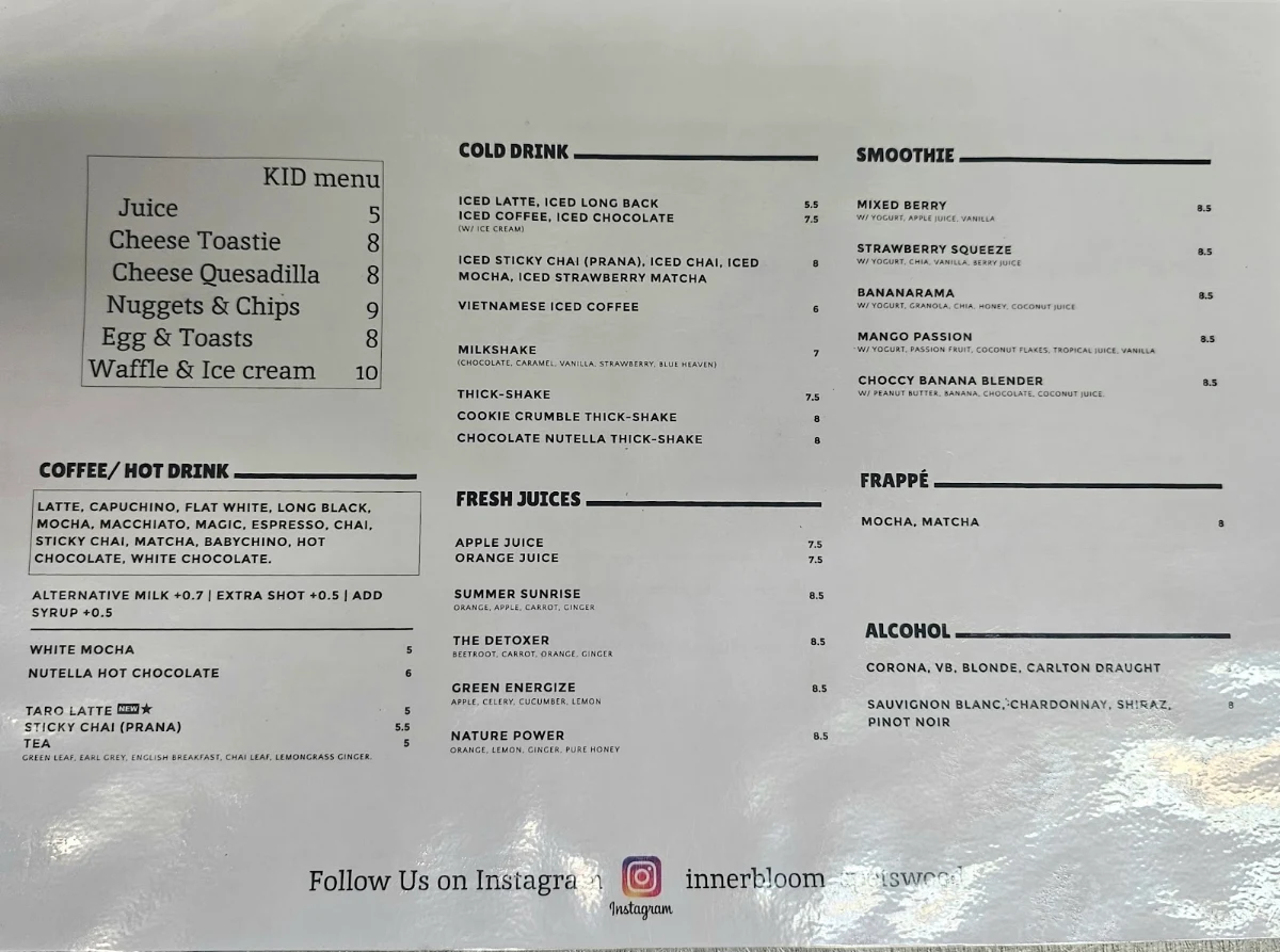 Menu, Innerbloom
