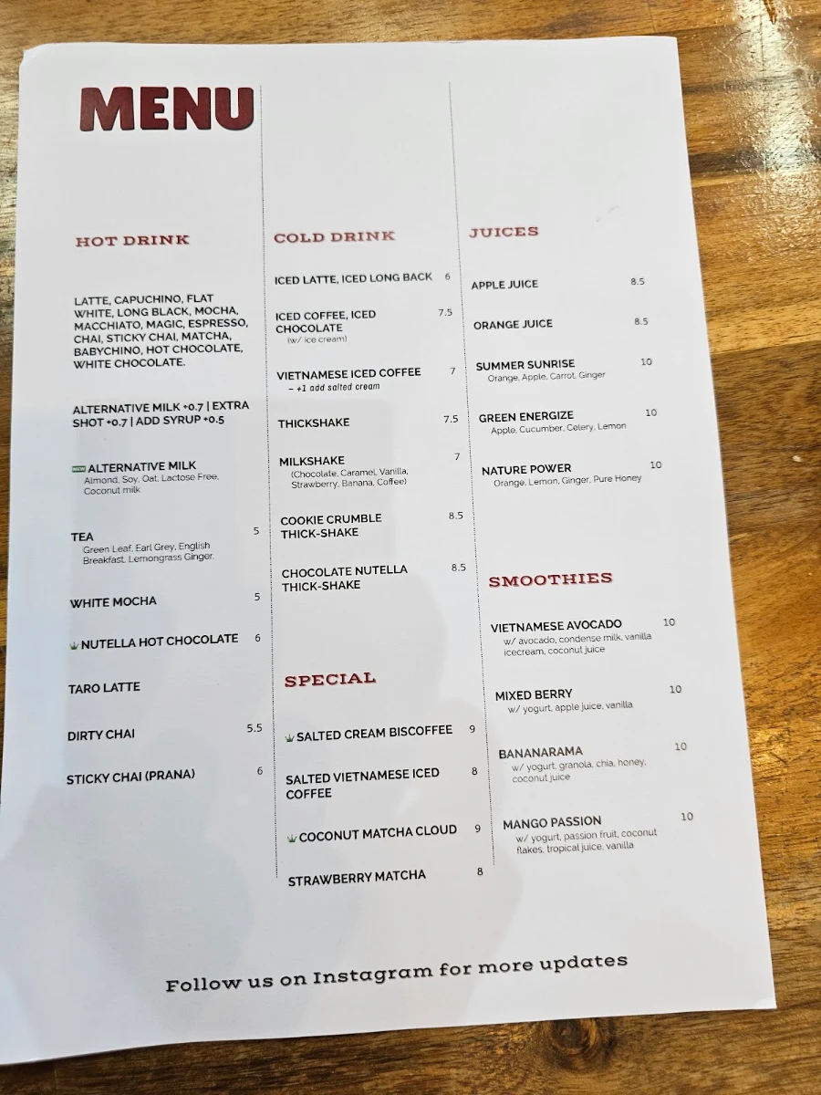 Menu, Innerbloom