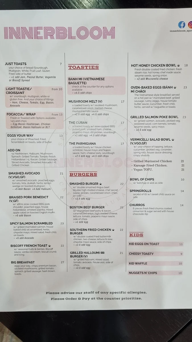 Menu, Innerbloom