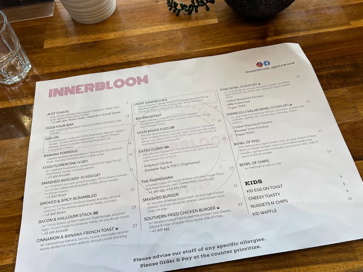 Menu, Innerbloom