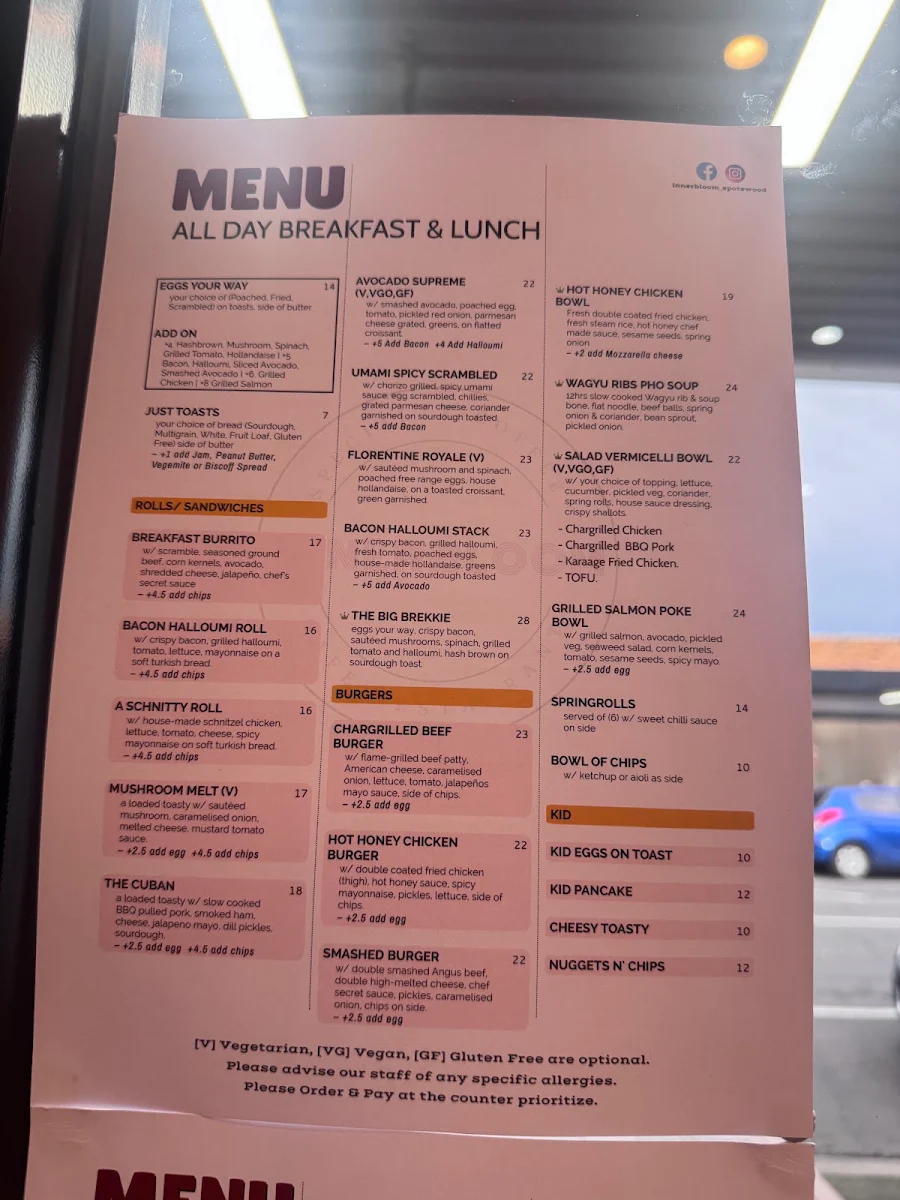 Menu, Innerbloom