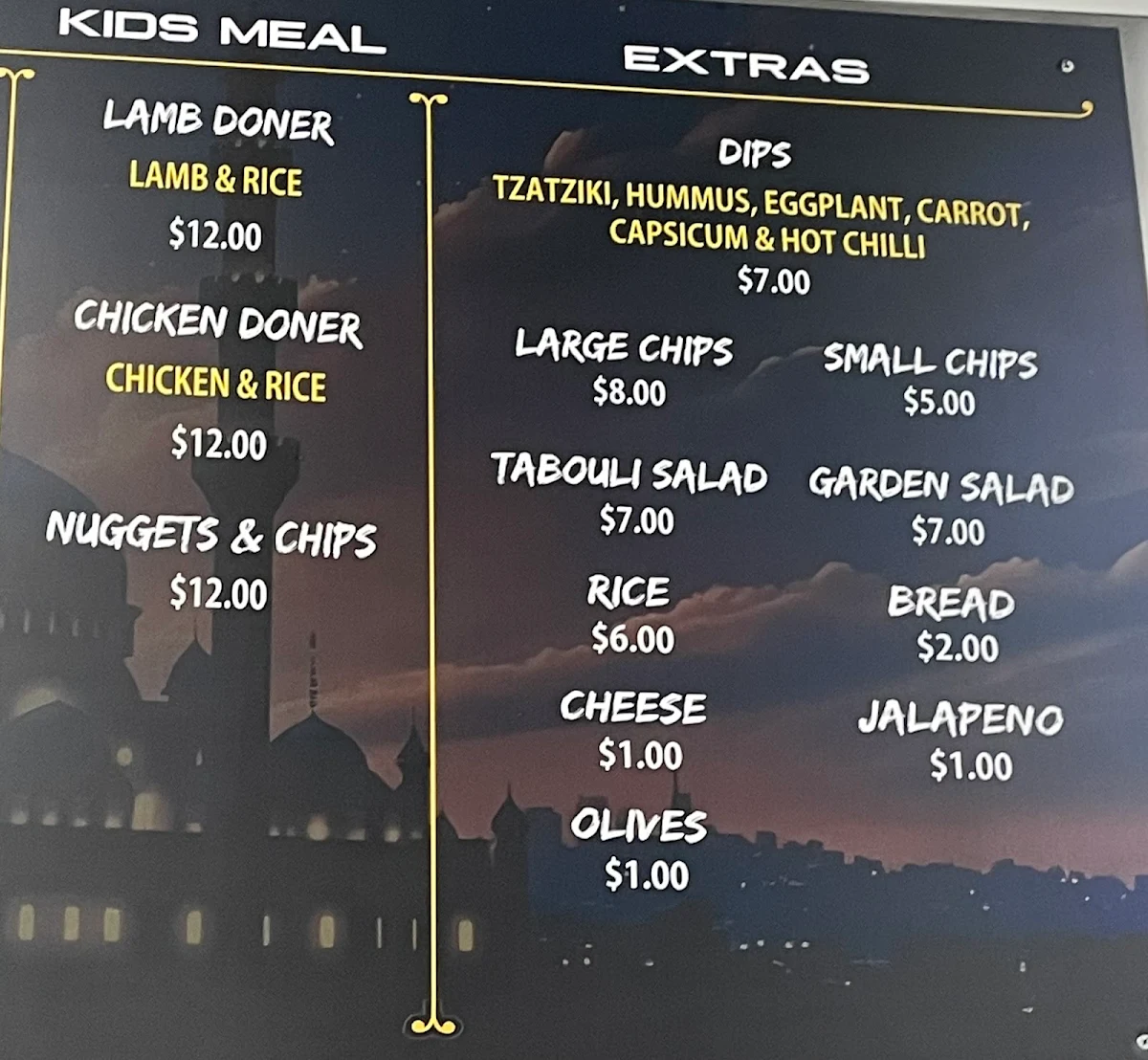 Menu, Portland Kebab House Victoria