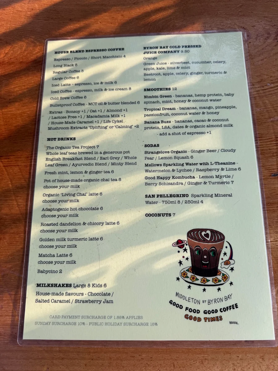 Menu, Espressohead Cafe