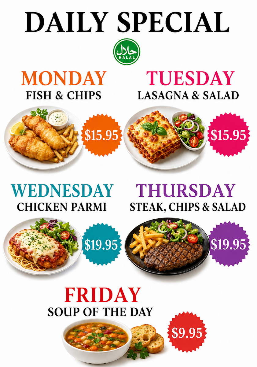 Menu, Caffissimo Mirrabooka