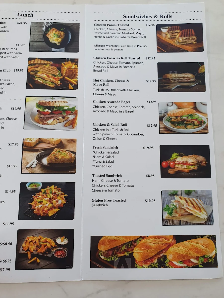 Menu, Caffissimo Mirrabooka