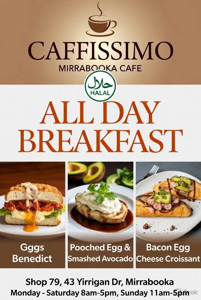 Menu, Caffissimo Mirrabooka