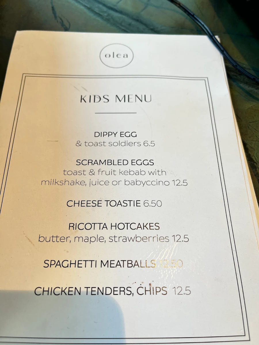 Menu, Olea Lindfield