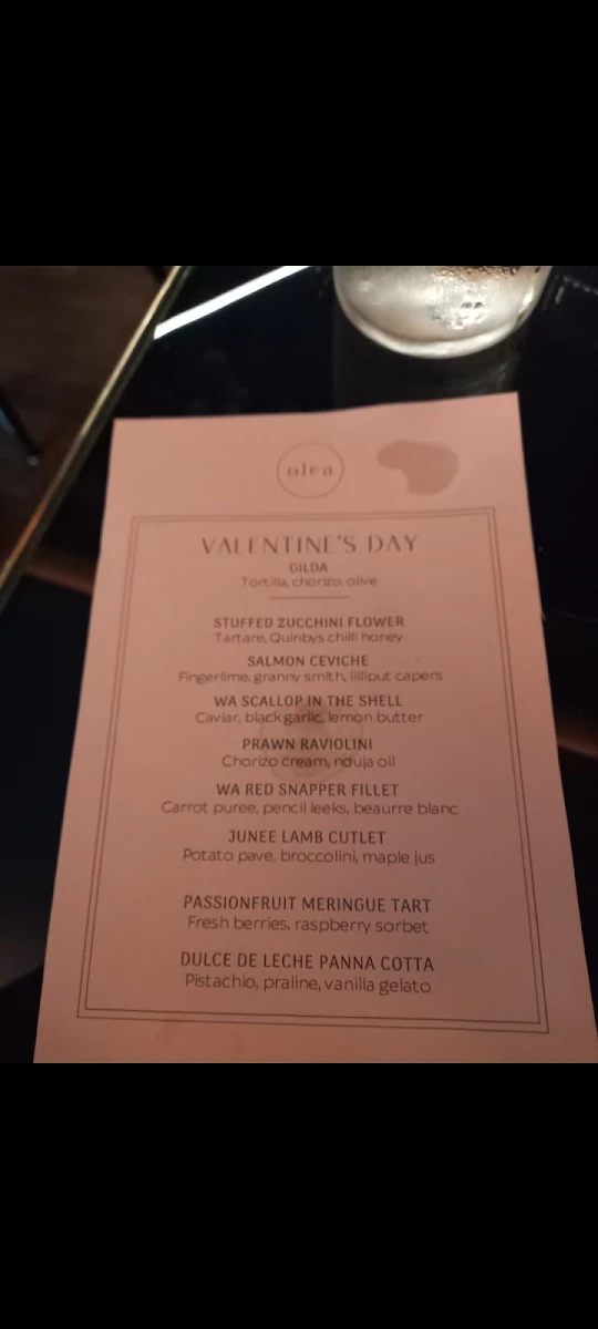 Menu, Olea Lindfield