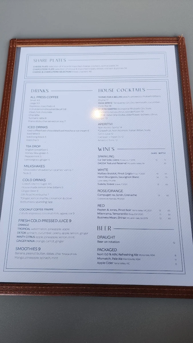 Menu, Olea Lindfield