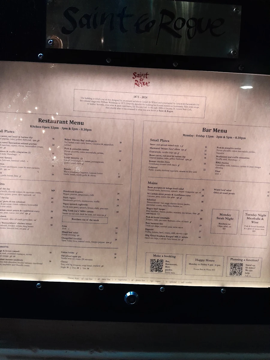 Menu, Saint & Rogue