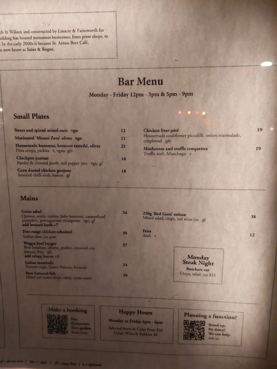 Menu, Saint & Rogue