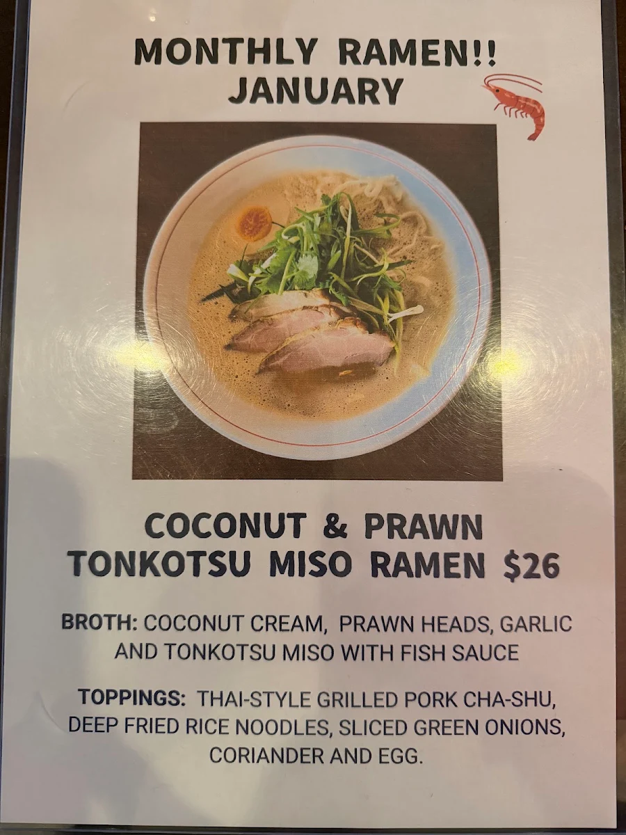 Menu, Muso Ramen North Coast