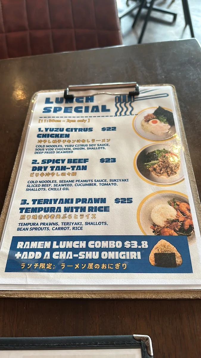 Menu, Muso Ramen North Coast