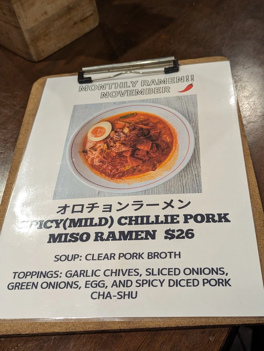 Menu, Muso Ramen North Coast