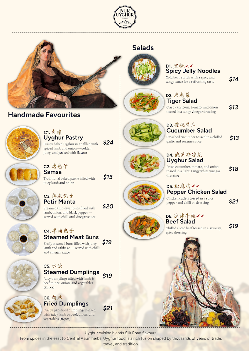 Menu, Nur Uyghur Restaurant