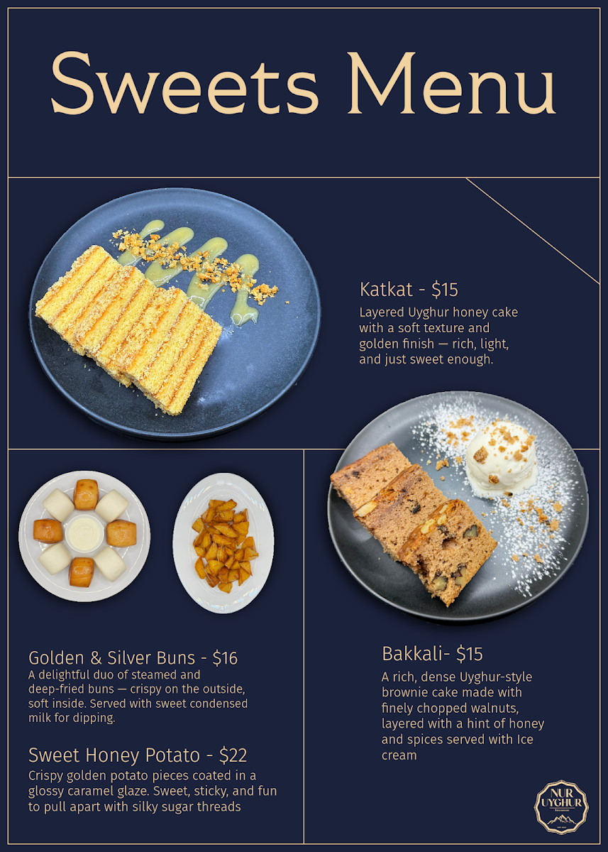Menu, Nur Uyghur Restaurant