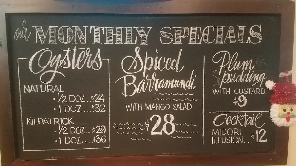 Menu, Rivers Restaurant