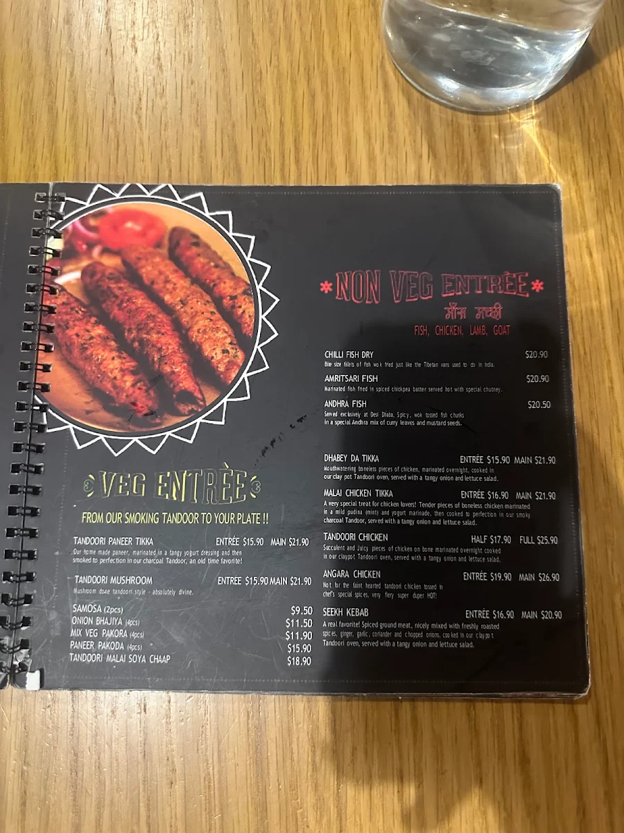 Menu, Desi Dhaba Craigieburn