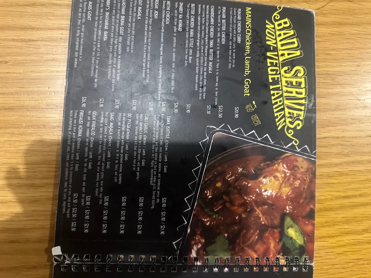 Menu, Desi Dhaba Craigieburn