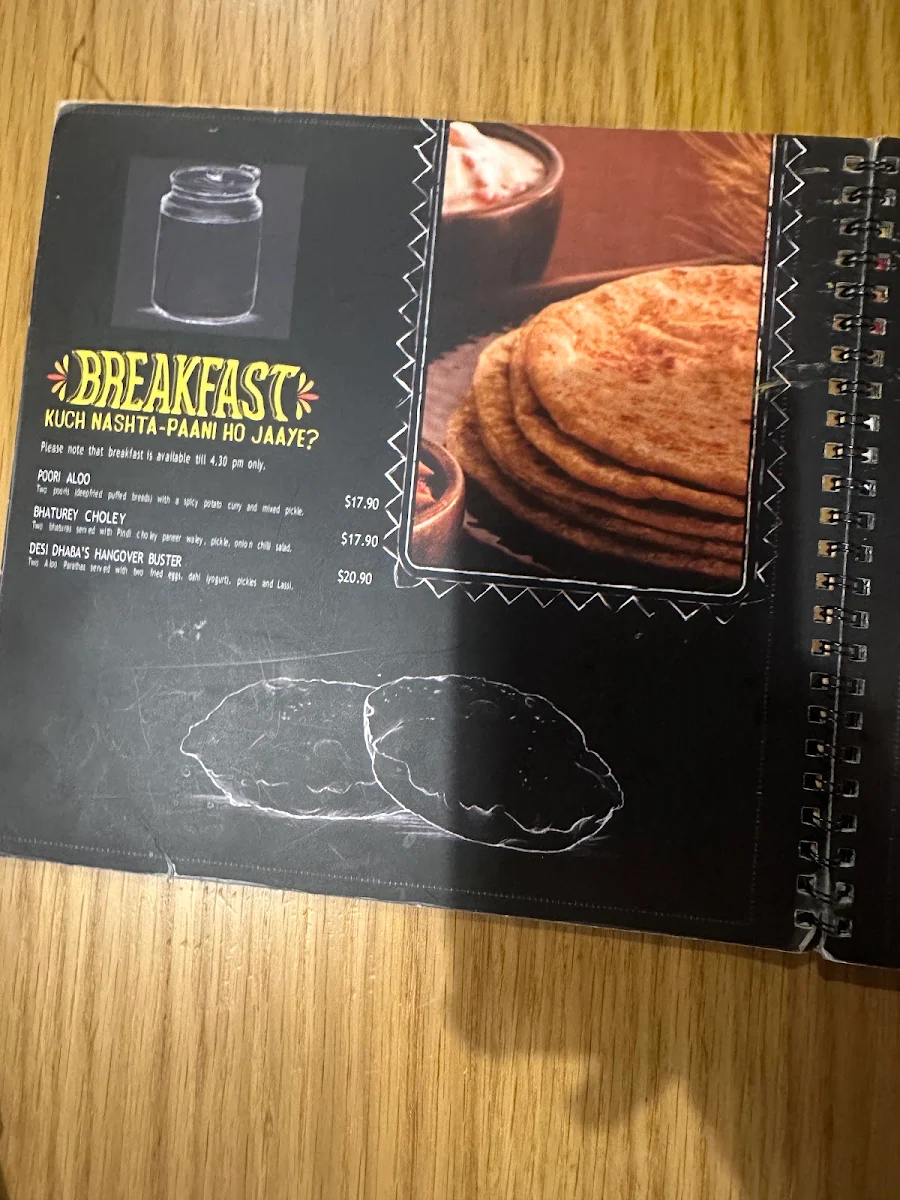 Menu, Desi Dhaba Craigieburn