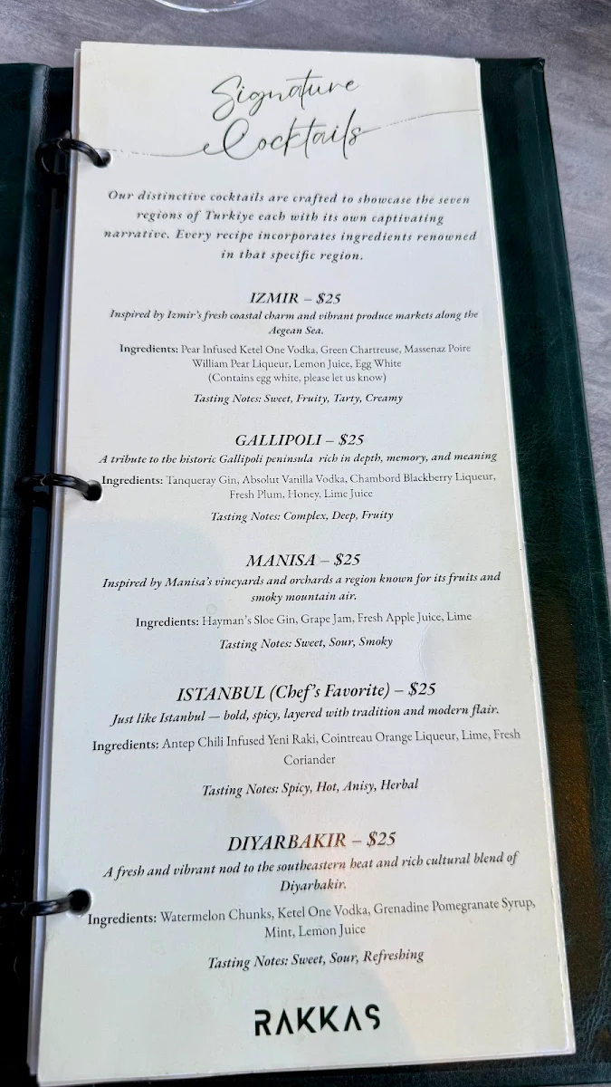 Menu, Rakkas