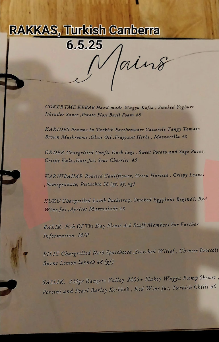 Menu, Rakkas