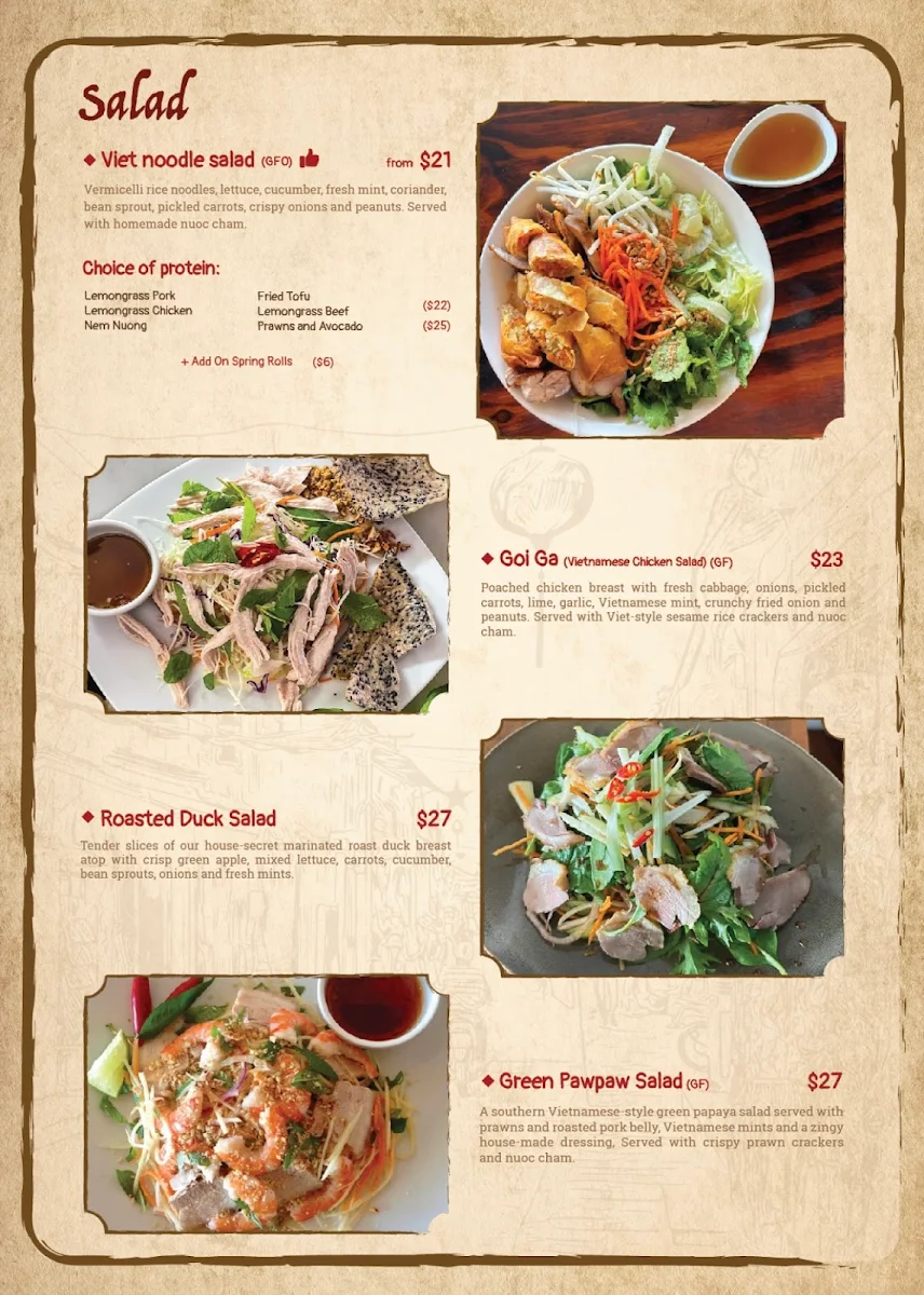 Menu, Phat Pho