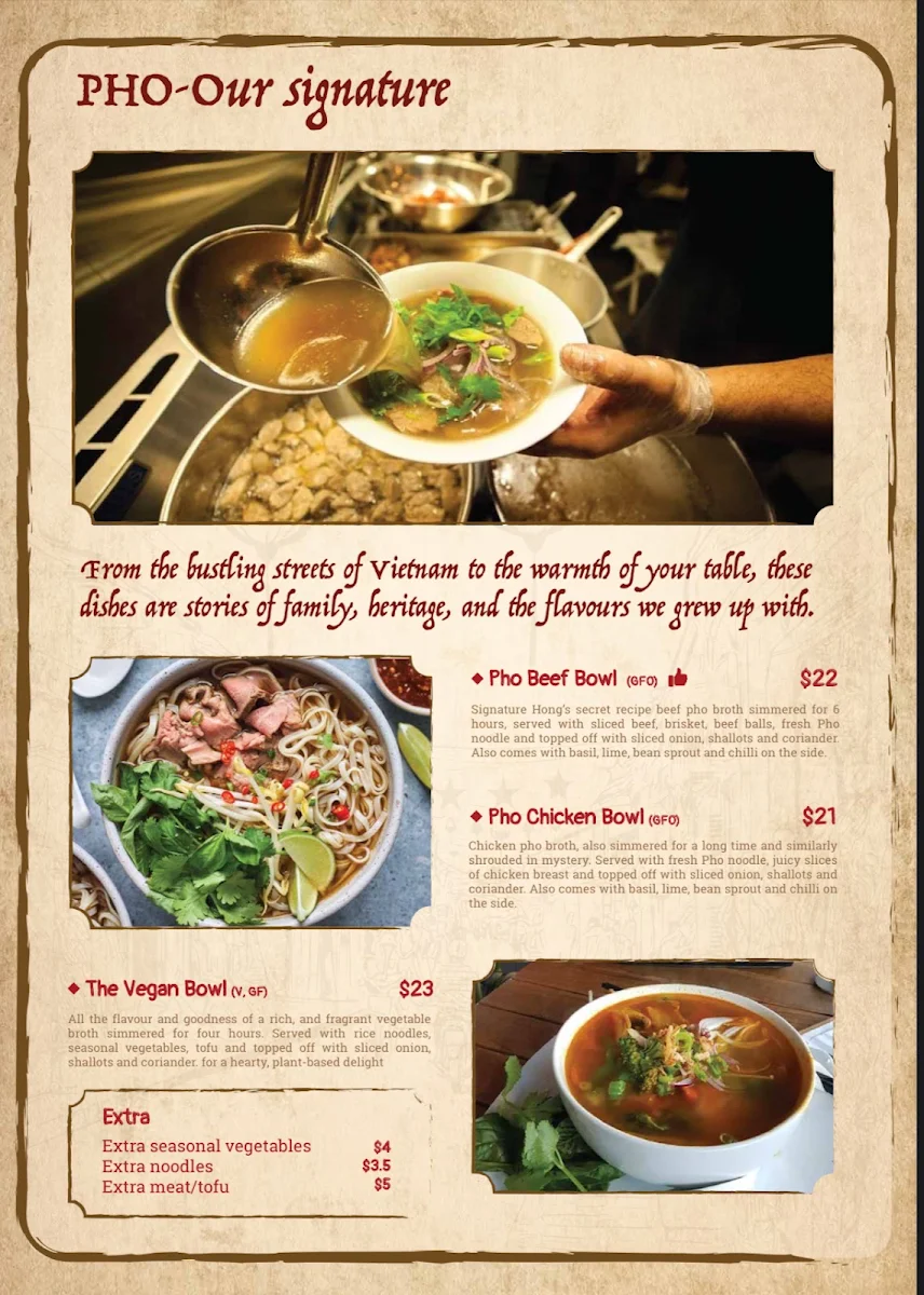 Menu, Phat Pho