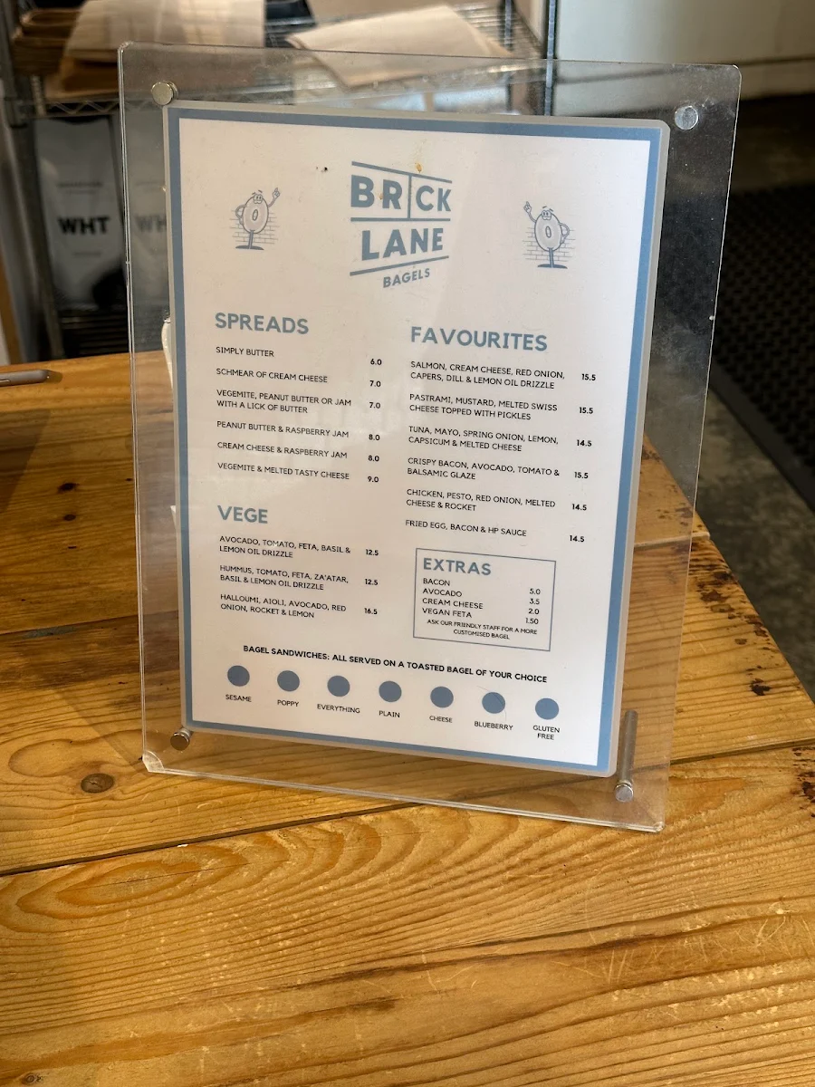Menu, Bricklane Bagels