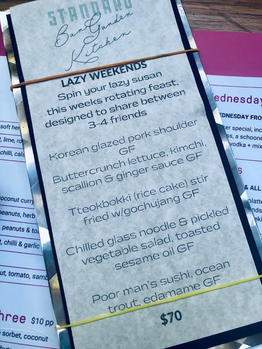Menu, The Standard