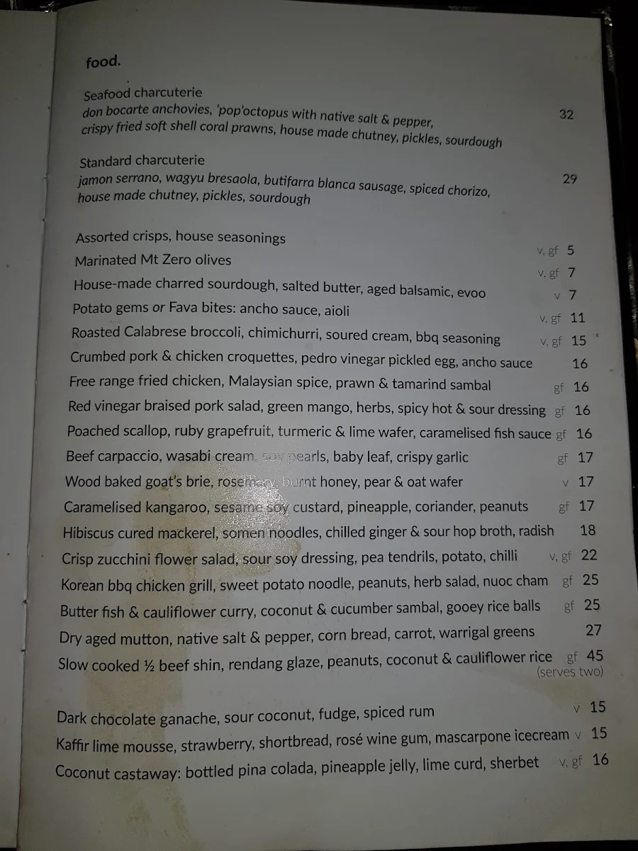 Menu, The Standard