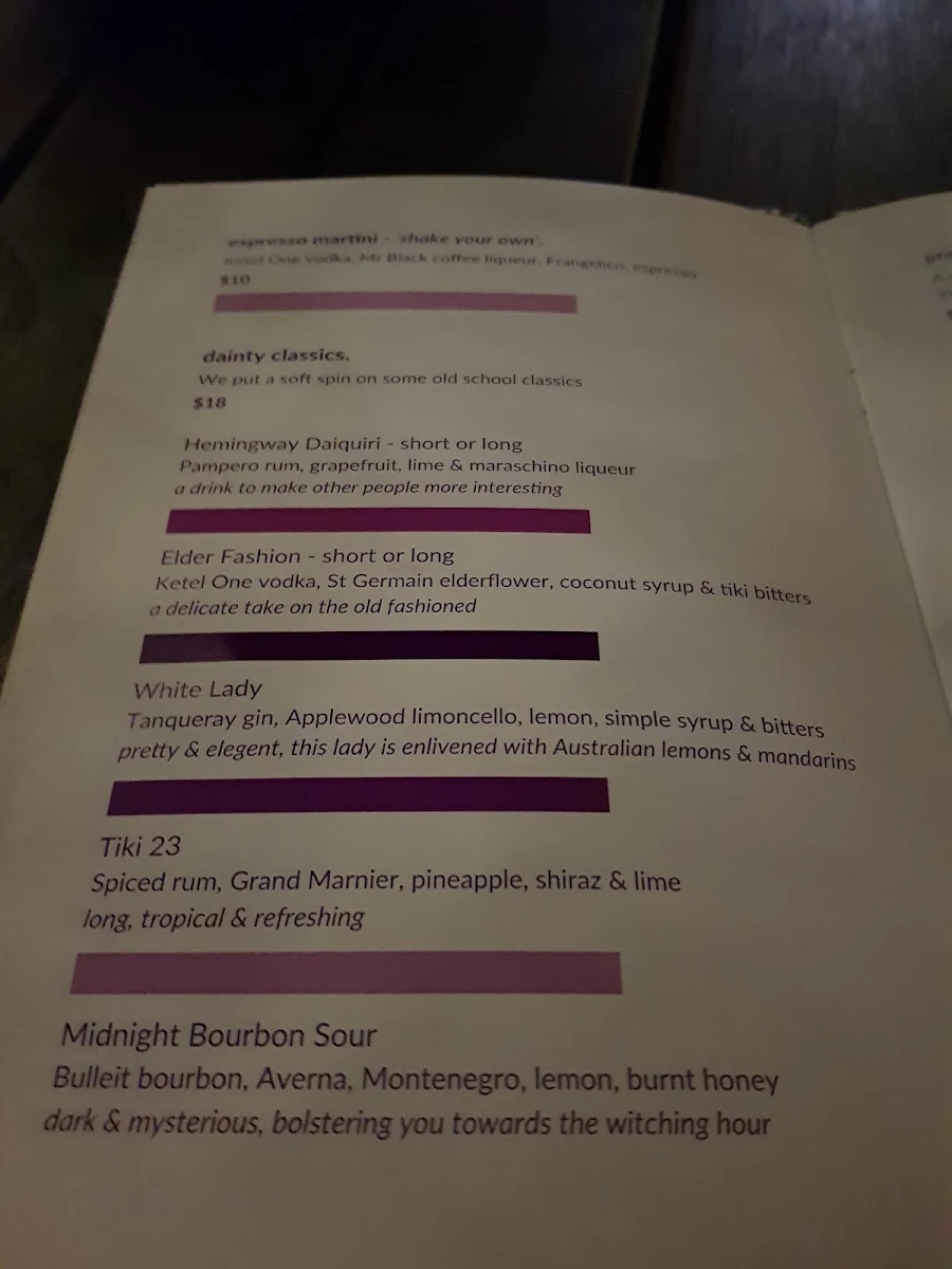 Menu, The Standard