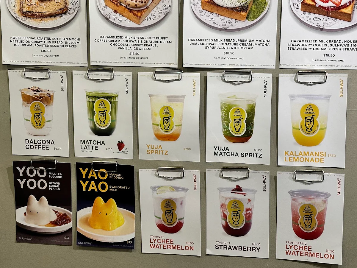 Menu, SULHWA AUSTRALIA