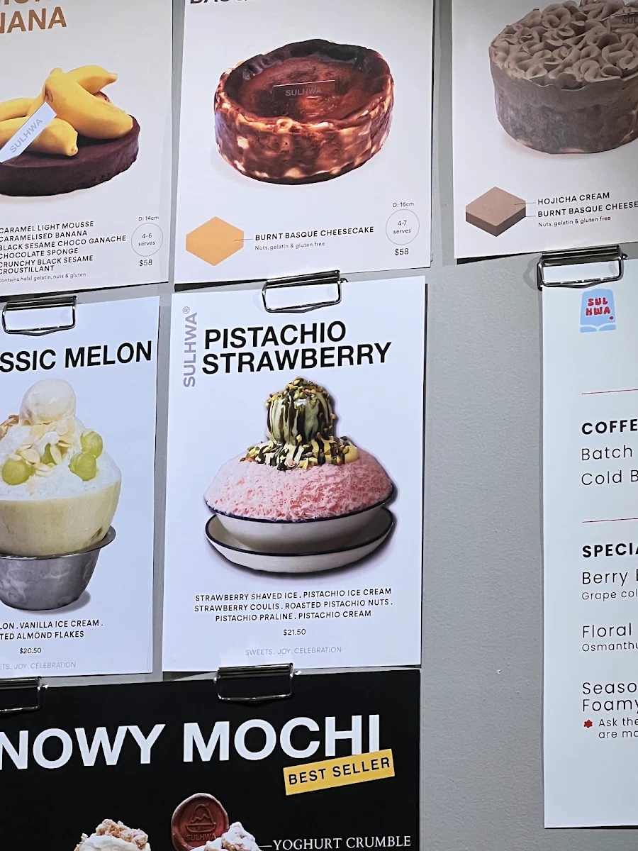 Menu, SULHWA AUSTRALIA