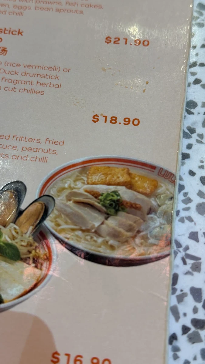 Menu, Lulu's Malaysian Hawker Westfield Doncaster