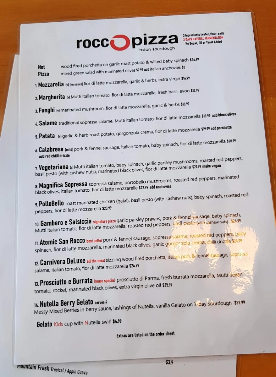 Menu, ROCCO'S - Wood Oven Sourdough Pizza on Findon