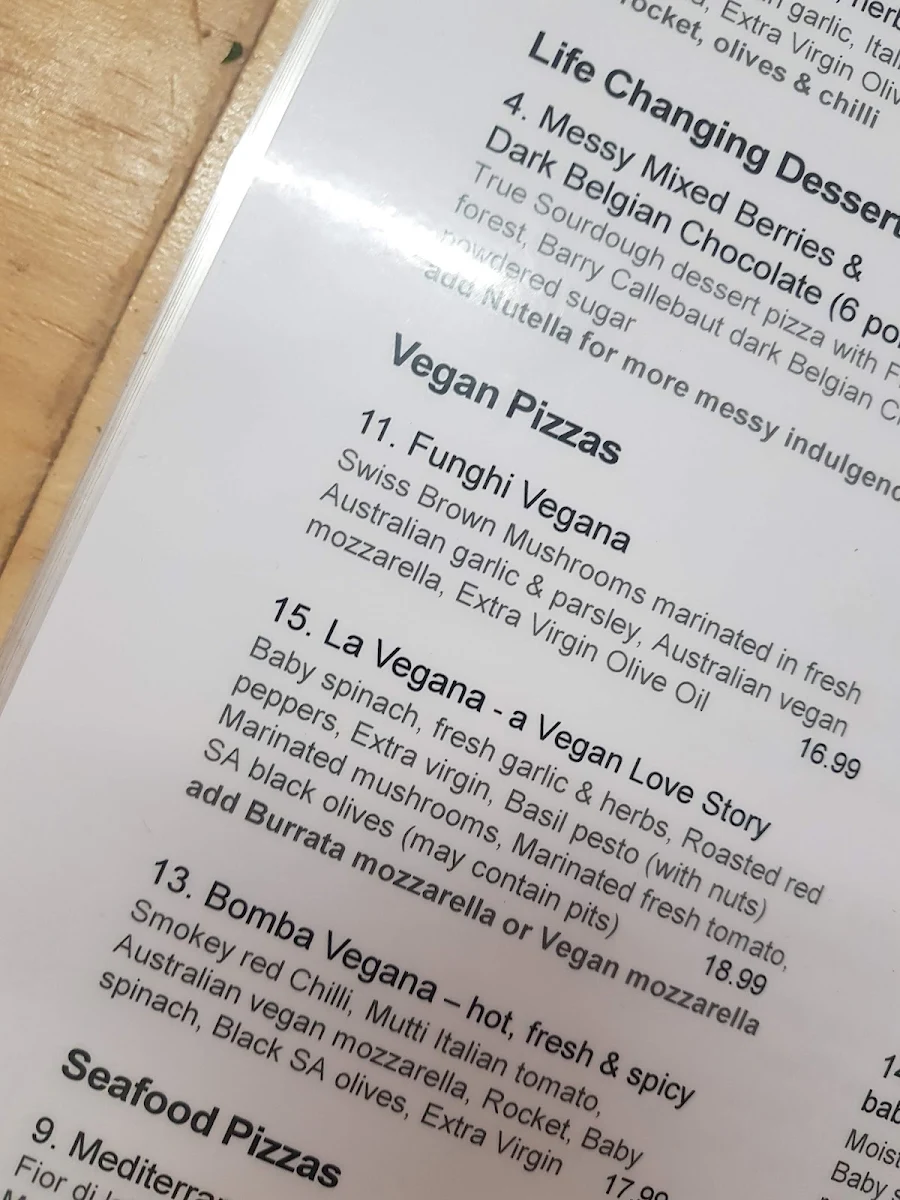 Menu, ROCCO'S - Wood Oven Sourdough Pizza on Findon